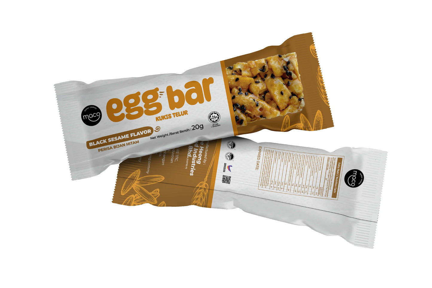 Egg Bar Black Sesame 黑芝麻味, 20g x 15 sachet - Soggy Texture