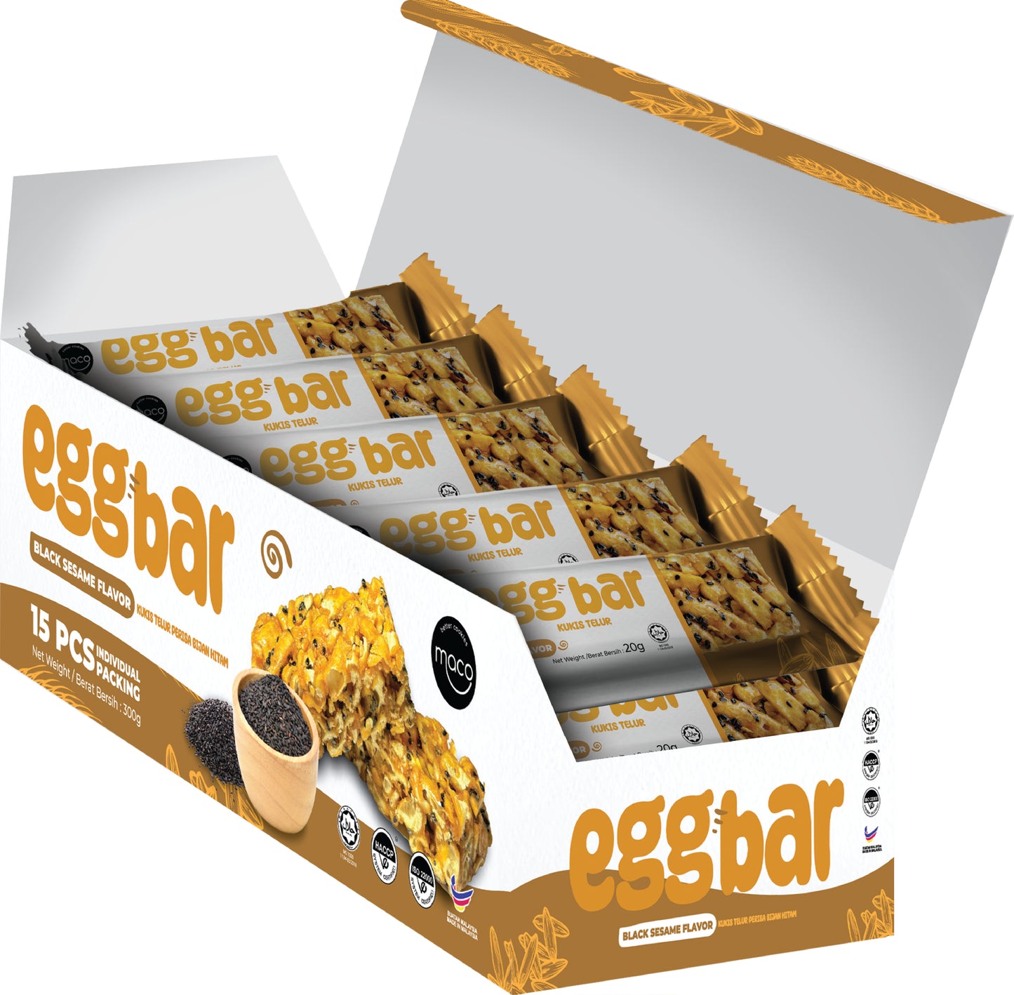 Egg Bar Black Sesame 黑芝麻味, 20g x 15 sachet - Soggy Texture