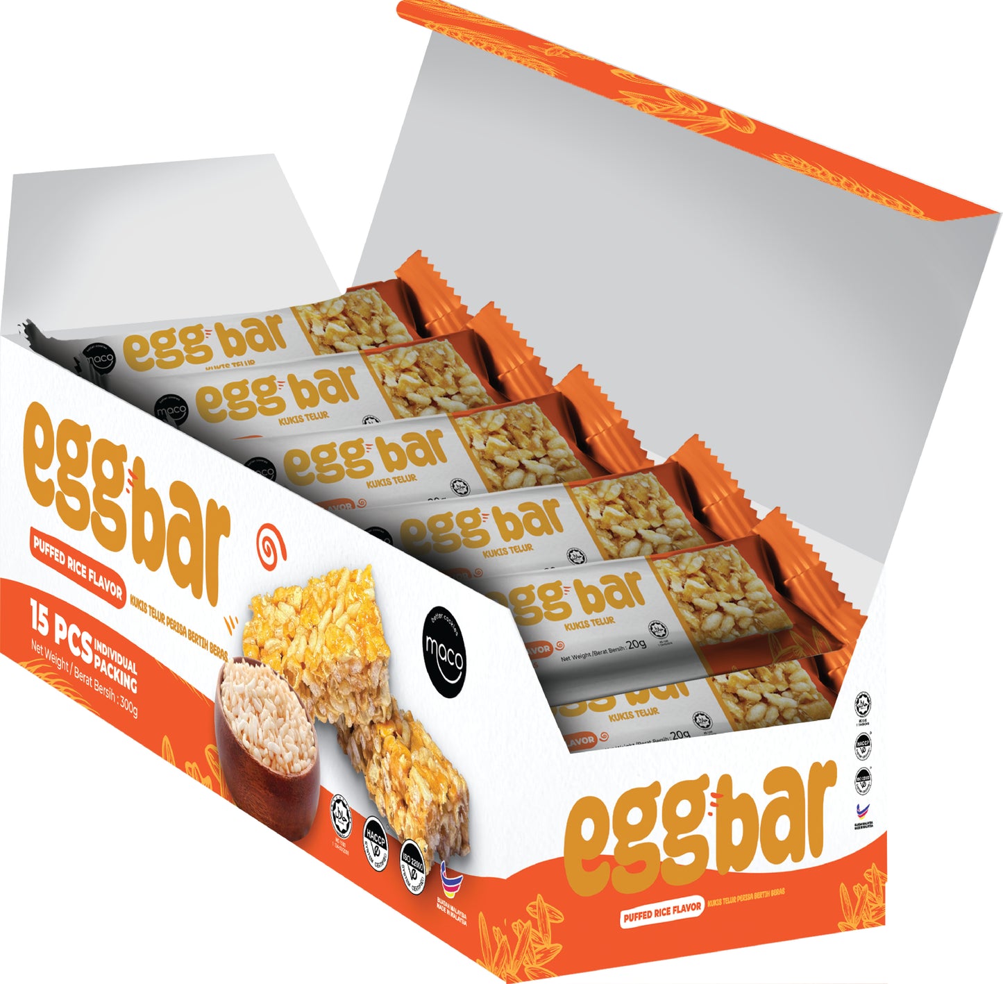 Egg Bar Puffed Rice 爆米花味, 20g x 15 sachet - Soggy Texture